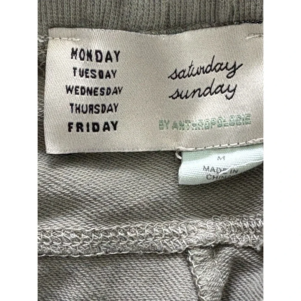 Anthropologie Saturday Sunday Jogger Pants Small Green Floral Pockets Pull-On - Picture 4 of 5